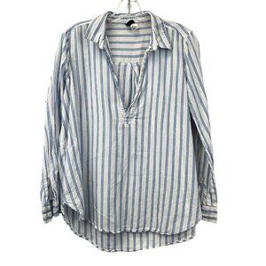Divided by H&M Womens Collared Pullover Top V-Neck Blue/White Stripe Sz 10